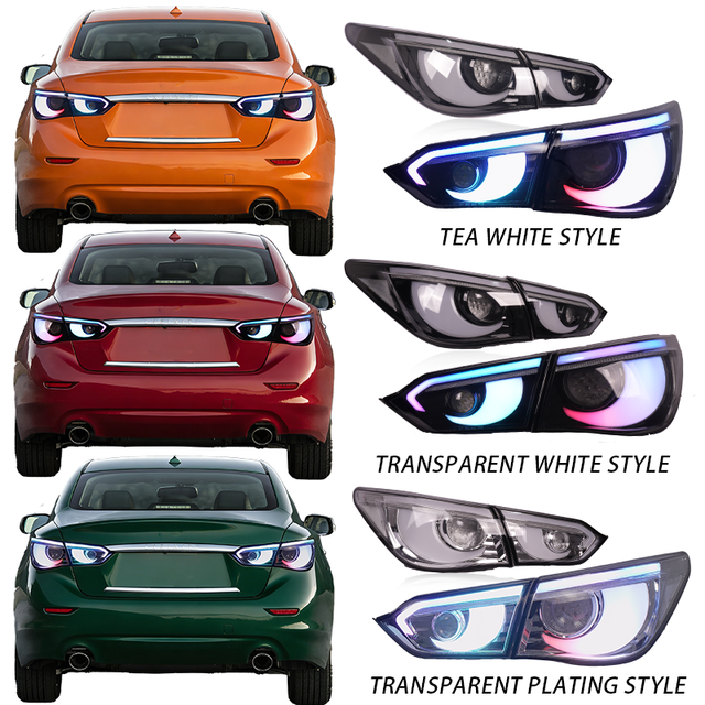 SINDAR Auto RGB Modified Taillights for Infiniti Q50 Q50s 2013-2017 for nissan Skyline 200GT-T 350GT V37 2014-2024 Hawkeye Style