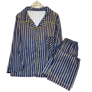 Versione Coreana del Comodo Set Pigiama a Righe Primaverile, Elegante Completo da Casa per Ragazze Indossabile Anche Fuori Casa - Product Image 1