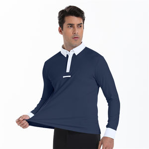 شعار مخصص لسباق الخيل والرجال شبكة الفروسية طبقة قاعدة أربعة طرق تمتد الحصان ركوب طويلة الأكمام مع ربطة عنق ثابتة - Product Image 2