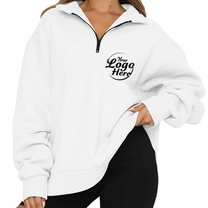 <b>Quarter</b> <b>Zip</b> Winter <b>Women's</b> Embroidery Printed Anti-Wrinkle Breathable Casual Oversized Fleece <b>Sweatshirt</b> Long Sleeve - Product Image 1