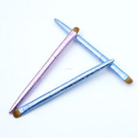 Pinceau à ongles français en poils de kolinsky ovale avec manche en métal bleu et violet de luxe, vente chaude # 12 # 14 # 16 pour manucure professionnelle