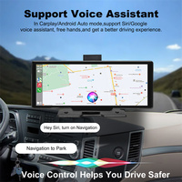 Écran de navigation portable sans fil 10,26 pouces avec CarPlay Android Auto et caméra DVR double enregistreur avant-arrière