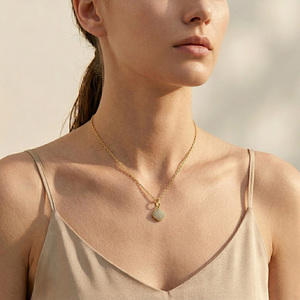 Collar con Colgante de Piedra CZ Chapado en <span class=keywords><strong>Oro</strong></span> de 18K, Estilo Brillante, de Acero Inoxidable Resistente al Deslustre, para Mujer, Joyería de Moda - Product Image 1