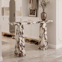 Table console rectangulaire en marbre Calacatta Viola naturel, entrée, salon, couloir, console multifonctionnelle