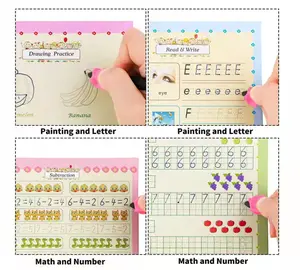 Custom Herbruikbare Magic Praktijk Schrift Engels Taal Printing Schrijven Boek Voor Kinderen Kalligrafie Met Pennen