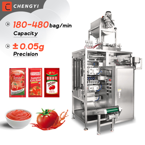 Machine d'emballage automatique multi-voies à scellage 4 côtés pour sachets de 7g et 10g de ketchup liquide et de pâte de tomate - Product Image 1
