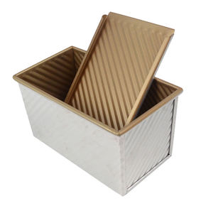 Loyang Roti Aluminium Bergelombang Anti Lengket Bentuk Persegi Panjang Loyang Roti Pullman Bergelombang 450g Loyang Roti Sandwich Toast Dengan Tutup - Product Image 1