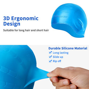 Bon étirement, sans fuite, <span class=keywords><strong>bonnet</strong></span> <span class=keywords><strong>de</strong></span> <span class=keywords><strong>bain</strong></span> en silicone personnalisé pour dreadlocks, protection d'<span class=keywords><strong>oreilles</strong></span> sans couture, arc-en-ciel, grande taille pour femmes nageuses - Product Image 6