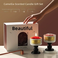 Caja de Regalo de Flores de Cera de Soja Hechas a Mano, Modernas y de Alta Gama, para Bodas, Cumpleaños, Decoración Aromática, Camelia