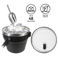 Seau à glace isotherme de 7,2 L avec ouvre-bouteille, double paroi sous vide en acier inoxydable, seau à boissons