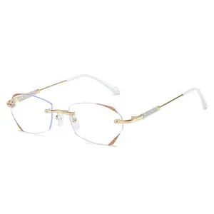 FANXUN TY195 neue farbige Pulver-Lesebrillen HD anti-blaue anti-ermüdungs-Diamant-Schneide-Modell altern randlose Brillen