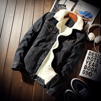 Nouveau Style En Gros Personnalisé Bleu Et Noir Jean Vestes Avec Fourrure Coton Denim Manteau Et Pour Homme