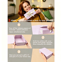 Boîte cadeau magnétique pliable violette, boîte pliable avec rembourrage en papier déchiqueté en raphia, carte de vœux et ruban en satin
