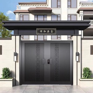 Barrière d'entrée de luxe en métal pour jardin, 4*<span class=keywords><strong>3m</strong></span>, en aluminium, motif floral, double <span class=keywords><strong>portail</strong></span> <span class=keywords><strong>battant</strong></span> avec serrure intelligente - Product Image 3