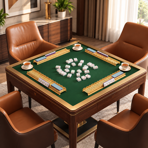 Support de Mahjong Américain en Acrylique Écologique et Étanche, Forme en U, 20 et 17,5 Pouces, avec Règle de Repositionnement et Bord Ondulé Effet Bambou Rotin - Product Image 5