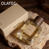 Ensemble de flacons de parfum en verre personnalisés, pompe pulvérisatrice, bouchon en bois, étiquettes en papier imprimées disponibles, tailles 30/50/100 ml, emballage cadeau