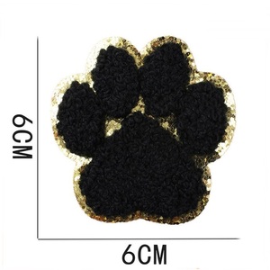 6cm Golden Silver Gillter Embroidery Iron on Self-Adhesive Chenille <strong>Paw</strong> <strong>Patches</strong> for DIY Bag Clothing Accessories - Product Image 4