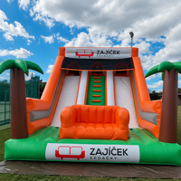 Vente Flash : Toboggan Aquatique Commercial Gonflable Personnalisé 7x4.7x4.85m Thème Palmier pour Piscine Extérieure Enfants et Adultes