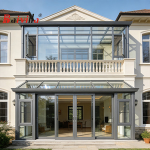 Véranda en aluminium sur mesure toutes saisons avec panneaux en verre trempé et polycarbonate, résistante au vent et aux charges de neige, véranda extérieure avec portes - Product Image 5