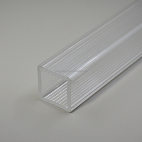 Tube carré acrylique transparent nervuré 30x30mm, profil cannelé en PMMA transparent pour éclairage LED décoratif et affichage d'aquariums