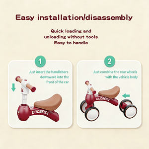 Cadeau pour la fête des enfants, vélo d'équilibre pour enfants de 1 à 3 ans, trotteur à quatre roues pour tout-petits, roues intérieures/extérieures - Product Image 2