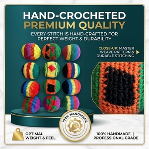 Ensemble <span class=keywords><strong>de</strong></span> balles Hacky Sack en crochet tricoté, sac à pieds fait main en crochet <span class=keywords><strong>pour</strong></span> enfants et adultes, idéal <span class=keywords><strong>pour</strong></span> jongler, frapper et jouer en extérieur - Product Image 6