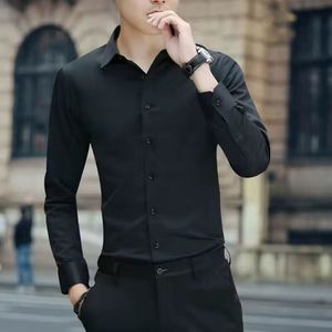 Chemise Habillée Blanche Homme Fitspi Coupe Slim Manches Longues Boutonnée Décontractée Chic Couleur Unie Été Tenue Professionnelle - Product Image 2