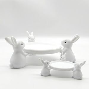 Plateau à lapins imprimé en 3D, best-seller, avec trois lapins mignons, petit plateau de rangement pour bijoux et clés, ornements - Product Image 1