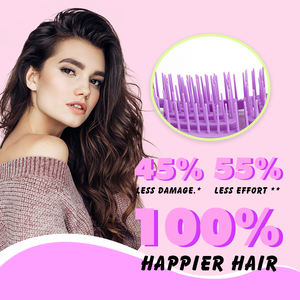 Brosse démêlante en plastique de massage <span class=keywords><strong>rose</strong></span> de bonne qualité pour le cuir chevelu - Product Image 3