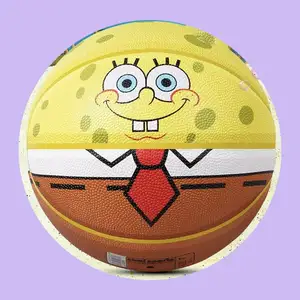 Basket-ball hygroscopique personnalisé de haute qualité en cuir pour enfants et adultes Formation mignon Bob l'éponge