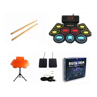 Portable Full Size Drum Set With Silicone Drum Pad Premium Brass Cymbals Complete Professional Percussion Kit