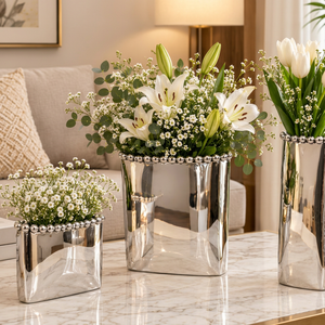 Premium Hot Modern Fancy Premium Luxury Unique Solid Metal Flower Vase Home Decor Flower Vase Tabletop for Home Decoration Usage - Product Image 1