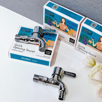 Robinet de lavage OUDU au design industriel moderne, en cuivre, à poignée unique, avec bec col de cygne, vanne d'angle mécanique, pour eau froide, idéal pour hôtels