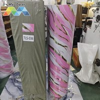 Pelapis Dinding Marmer Putih Abu-abu Tua MOI 120cm X 300cm Tepi Emas Dekorasi Interior