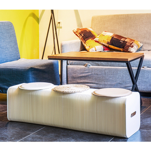 Portable Foldable Accordion Kraft Paper <strong>Bench</strong> with Pu <strong>Pad</strong> with Fashion Design for Easy Storage and Transport Home Decor - Product Image 2