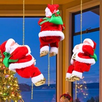 Cadeaux pour enfants : Père Noël électrique grimpeur musical avec corde pour décoration de Noël