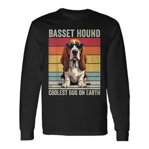 T-Shirt a Maniche Lunghe Basset Hound, Design Vintage Unisex per Adulti, Stampa Digitale, Abbigliamento Promozionale - Product Image 1