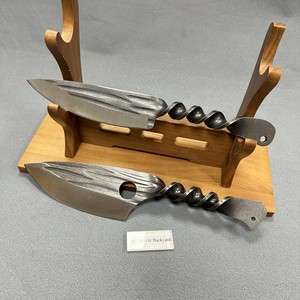 Coltello pieno con manico in acciaio integrale attorcigliato con manico in acciaio con custodia in pelle - Product Image 3