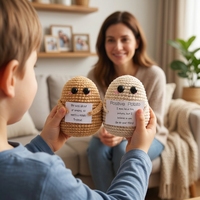Gorro de Punto Hecho a Mano con Expresión Divertida de Patata Positiva, Colgante de Muñeca Adorable de Henan con Energía Positiva