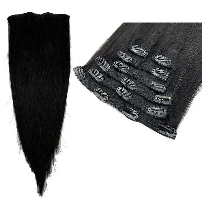 Fábrica venda invisível cabelo humano extensão 16 polegadas cabelo extensões grampo em