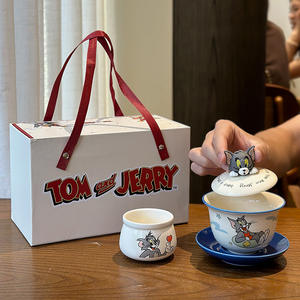 ชุดกาน้ำชาเซรามิกทอมแอนด์เจอร์รี่พร้อมฝาปิด กล่องของขวัญแต่งงาน ลายพิเศษ ชามเซรามิกสำหรับโอกาสพิเศษ - Product Image 5