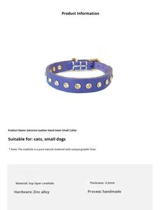 <span class=keywords><strong>Collar</strong></span> de Cuero Vacuno Genuino con Tachuelas de Diamantes de Imitación, Ligero y Ajustable, Brillante, para Perros y Gatos - Product Image 2