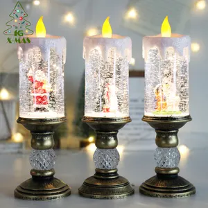 KG Navidad Venta caliente regalos adornos de Navidad con pilas nieve 3D tubo de llama Real lámpara de viento decoraciones de Navidad vela Led