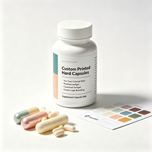 Capsules rigides imprimées sur mesure, coque bicolore, gélules nacrées, logo personnalisé, capsules de compléments alimentaires OEM - Product Image 1