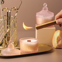 Bougie parfumée en cire de soja de luxe dans un bocal en verre rose, style colonne romaine, romantique, pour la décoration de la maison, cadeau Diwali