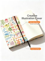 Carnet à couverture rigide personnalisé sans marque avec couverture imprimée sur mesure, bande élastique, papier crème, pour l'écriture quotidienne et les cadeaux