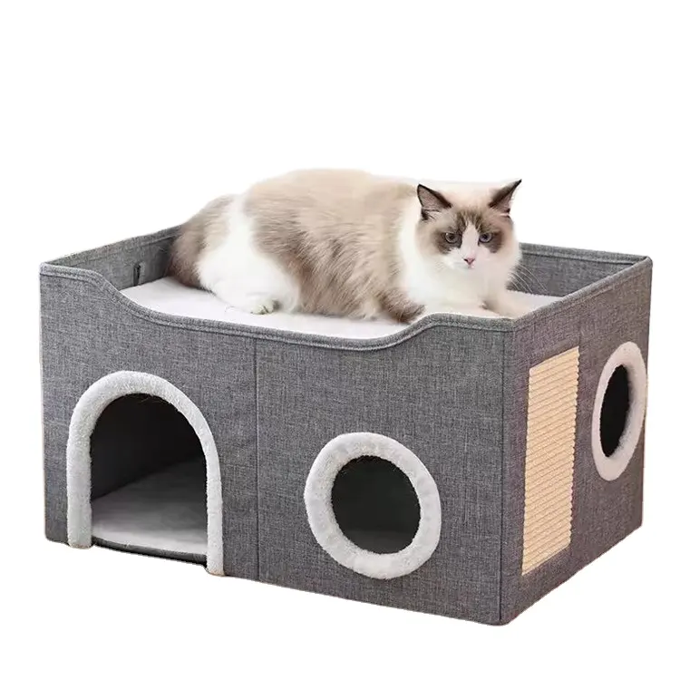 Diskon pabrik furnitur tempat tidur kucing kubus tempat tidur kucing lipat gua kucing untuk dalam ruangan