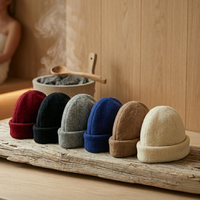 Chapeau de sauna en laine mérinos 100% premium, tricoté, doux et respirant, bonnet Banya, protection thermique, accessoire de soin des cheveux, personnalisation du logo