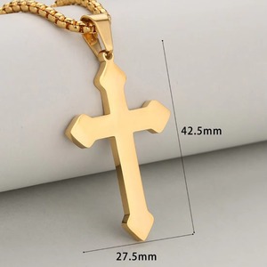 Collar con Colgante de Cruz Retro, Acero Inoxidable Pulido, Estilo Urbano para Hombre y Mujer, Amuleto de Fe Religiosa, Joyería de Moda, Regalo - Product Image 2