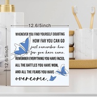 1 plaque de table carrée en PVC, imprimée UV, avec citation inspirante, style minimaliste et littéraire, pour l'encouragement et la guérison spirituelle
